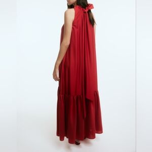 H&M Voluminous maxi dress Big Back Tie Detail Dark Red BNWT